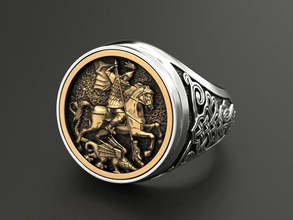 anillo de st george la joyería impresión 3dprinted imprimible los anillos diseño joya oro moda printabl creación prototipos plata 3d print model - Mito3D