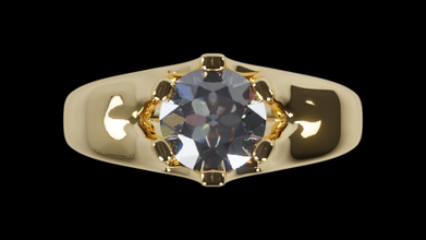 ring one stone rd750mm 3d print model in rings 3dexport blender 3-2 modelado anillo oro gold joyeria jewel imprimir lowpoly solitario solitaire stl fbx obj 3d print model - Mito3D