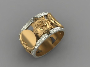 ring sun moon face 3d print model in rings 3dexport jewelry 3d print model - Mito3D