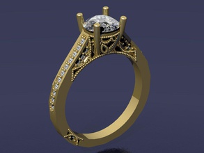 ring tacori 3d jewelry jewellry printable model gold gem silver diamond 3d print model - Mito3D