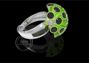 anello cono teste gemma 3mm gioielli gioiello oro 3dmodel 3dprint stampabile prototipo 3djewel 3dwax la cera 3dprintmodel printjewel 3dring giro 3d print model - Mito3D