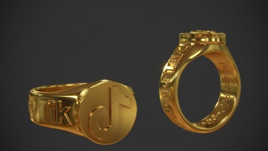 anillo tik tok 3d impresión modelo in anillos 3dexport oro joyería joya plastico imprimible lujo social plata aislado libra esterlina prototipos diamante impreso brillante precioso geométrico forma 3d print model - Mito3D
