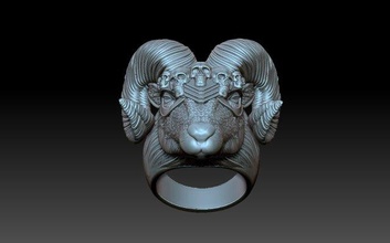 anel viking RAM vikings crânio joalheria jóias ovelha arte chifres axe sword 3d print model - Mito3D