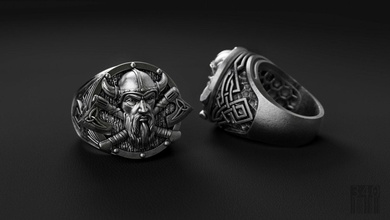 anel Guerreiro viking jóias prata modelo impressão Machado orgânico esculpir padronizar luxo Projeto cera imprimível estilo sinete 3d print model - Mito3D