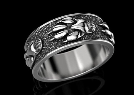 ring wolf paw rings jewelry print 3dprinted jewellery printable design jewel fashion printabl printing gold prototyping silver wedding biker 3d print model - Mito3D