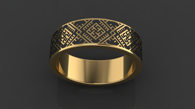 ringflowerfern ring rings jewel slavian gold silver religion flower fern 3dm stl 3d print model - Mito3D