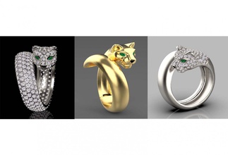 rings 3d print model in 3dexport earrings jewelery diamonds diamond gold silver jewelry panther panter panthera lion tiger pantera cartie 3d print model - Mito3D