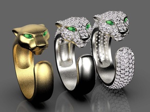 ringe 3d drucken modell 3dexport ohrringe schmuck diamanten diamant gold silber panther panter panthera löwe tiger pantera buch 3d print model - Mito3D