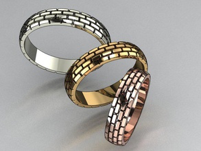 les anneaux de la texture brique 3 tailles bijoux modèle imprimable l'anneau drôle cad pierres précieuses femelle femmes exclusif 3dm stl obj mode or d'impression cnc 3d print model - Mito3D