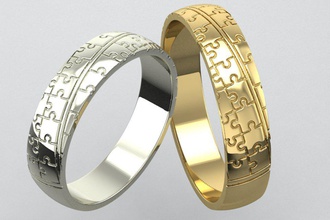 anillos de rompecabezas cuatro tamaños la joyería patrón imprimible anillo divertido puzzle cad las gemas femenino mujeres exclusivo 3dm stl obj moda oro impresión cnc 3d print model - Mito3D