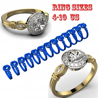 rings set 1003 3d print model in 3dexport chopard versace gucci tiffany tiffani bvlgari vuitton ring earring bracelet pendant cleef vancleef lock clasp poussette cross chanel 3d print model - Mito3D