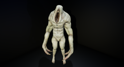 ripper monser creature mutant scary horror freaky bloody teeth claws unreal animate rigged 3d print model - Mito3D