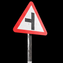 road left roadsign road-sign safety pole painted iron bar traffic-signs game asset lowpoly highpoly building path inform red 3d model design human 3d print model - Mito3D