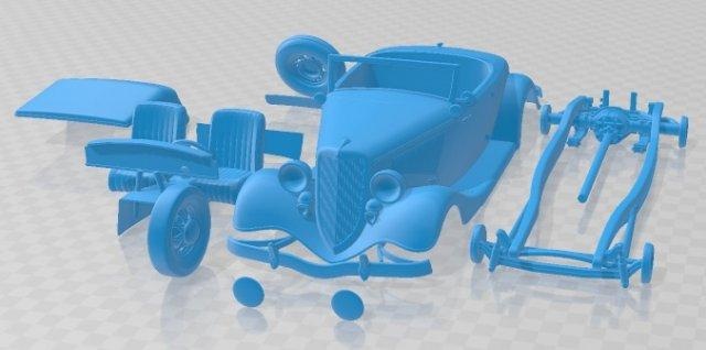 roadster 1934 imprimível carro automotivo fenda escalextrico Tamiya rc miniz passatempo micro 3d print model - Mito3D