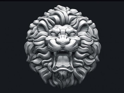 roaring lion head v2 sculpture roar wild animal cat tiger kitty basrelief pendant ring jewelry silver gold man relief king decoration puma 3d print model - Mito3D