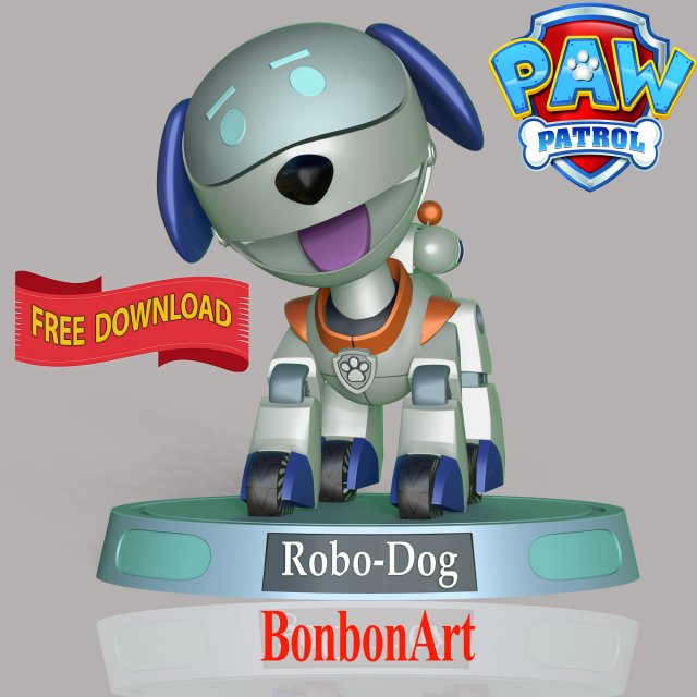 robo dog zampa pattuglia gratuito 3d stampa modello in figurine 3dexport paw patrol cane cucciolo animale 3dprint 3dprinting figura statua anime cartone animato comico arte design personaggio manga pawpatrol 3D print model - Mito3D