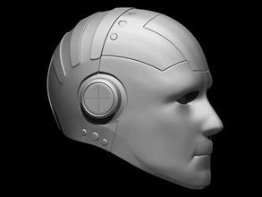robot crash dummy helmet 3d print model in game accessories 3dexport airsoft cosplay warrior mask armor armour crashtest invader mortalkombat 3d print model - Mito3D