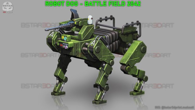 robot chien bataille champ 2042 haute qualité modèle Jeu jouer gare science fiction soldat véhicule animal compagnie 3D print model - Mito3D