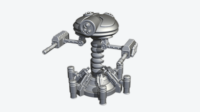 robot torretta cannon militare l'arma arma da fuoco launcher armi ordnance mech robotica miniature sic fi figurine 3d print model - Mito3D