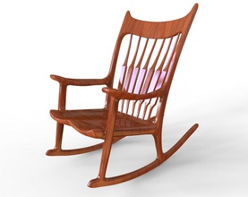 rocking chair 3d print model in furniture 3dexport sam maloof exhibitions house built pomona southern california art wood midcentury 3d print model - Mito3D