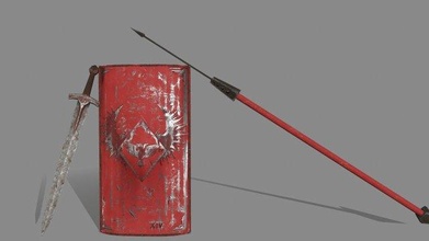 romeworriorset rome sword spear shield blade glaive saber lance pike 3d print model - Mito3D