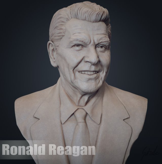 ronald Reagan homem Presidente trunfo político obama Donald política Kennedy fracasso Roosevelt Clinton Nixon famoso EUA Eisenhower aspirador arte esculturas miniaturas 3D print model - Mito3D