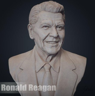 ronald Reagan homem Presidente trunfo político obama Donald política Kennedy fracasso Roosevelt Clinton Nixon famoso EUA Eisenhower aspirador arte esculturas miniaturas 3d print model - Mito3D