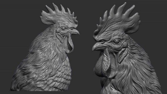 coq buste animaux poulet volaille statue animal tête décor imprimable pendentifs médaillon cnc bijoux sculptures oiseau 3d print model - Mito3D