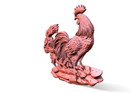 coq cnc sculpture art soulagement artcam bois déco 3d print model - Mito3D