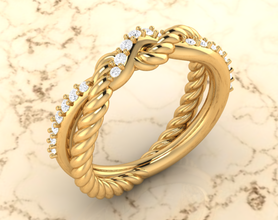 rope ringband ring woman women band diamond 14kgold silver gold gem uniq man beauty 3d print model - Mito3D