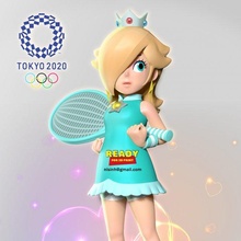 rosalina olympisch tokio 2020 3d drucken modell frau 3dexport mario niedlich karikatur anime manga spiel sport tennis ball 3dprint 3dprinting statue zahl 3d print model - Mito3D