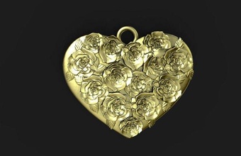 rosa coração pingente joalheria jóia 3d print model - Mito3D