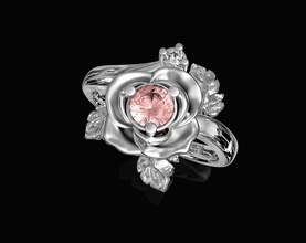 pétalos de rosa en forma anillo 3d imprimible los anillos oro la plata el platino sterling gem las piedras preciosas brillante mujeres diamant joya flor hojas hoja cuarzos 3d print model - Mito3D