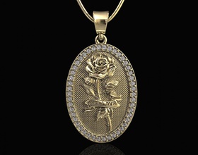 gül aşk kolye 3d yazdırılabilir stl altın Gümüş platin sterling taşlar moda parlak kadınlar şık mücevher rose çiçek valentine kuyumcu 3d print model - Mito3D