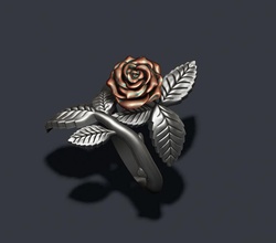 rose ring flora flower bouquet red leaf flowers roses nature botanical jewellery silver jewelry march march8 valentin ros roz rings 3d print model - Mito3D