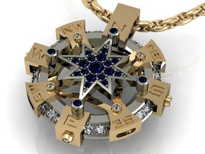rose of wind pendant 3d print model in pendants 3dexport jewelry printable symbol emblem azimuth horizon gold silver necklaces cad 3d print model - Mito3D