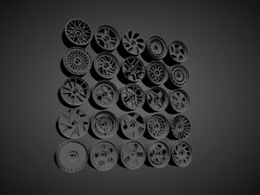 rotiforme imprimable jantes collection roues chaudes 1 64 échelle moulé pression 3d impression modèle in véhicule 3dexport kyosho majorette boîte d'allumettes tomica jouet véhicules 3d print model - Mito3D