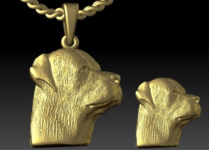 rottweiler head pendant 3d print model in pendants 3dexport jewelry printable gold beast wild silver 3dm stl 3ds obj cad high poligonal nature animal 3d print model - Mito3D