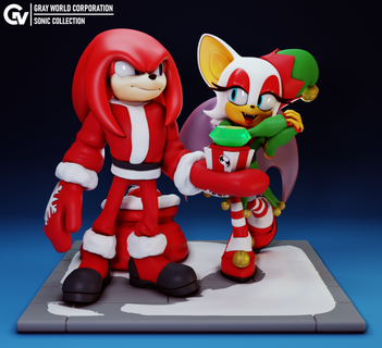 rouge knuckles holidays time sonic hedgehog animals figure game character 3dprint bat male female echidna 3d print model - Mito3D
