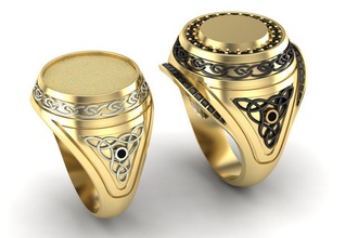 keltisch signet herren ring 3d drucken modell ringe 3dexport schmuck männlich druckbar männer exklusiv juwel 3dm obj stl gold poligonal 3d print model - Mito3D