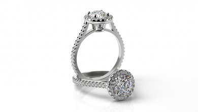 rodada anel de noivado diamante o engajamento halo jóias 3dmodel 3d print model - Mito3D