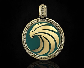 round eagle pendant 3d printable pendants gold silver platinum sterling women men relief jungle bird jewellry 3d print model - Mito3D