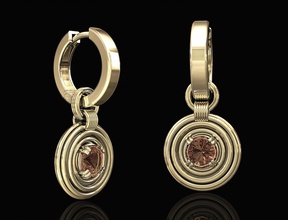 Runden Ohrringe hoop 3d bedruckbar ist stl gem Edelsteine diamond gold Silber Platin genial Juwel sterling Ohrring Frauen Mode classic 3d print model - Mito3D