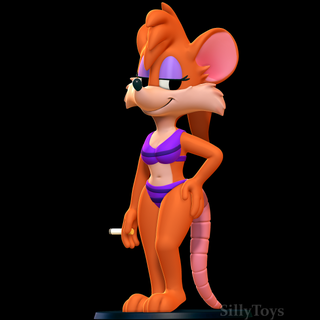 rubella rat bikini - tiny toons adventures animals anthro furry female swimsuit smoke cigarette 3d print model - Mito3D