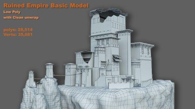 ruined empire basic model abstract architectural buildings- cityscape city ancient destroyed exterior 3d print model - Mito3D
