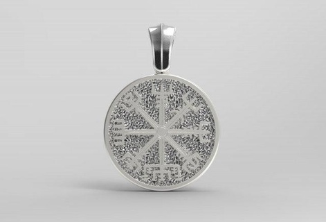 runico bussola vegvisir ciondoli pendente oro argento gioielleria jewellerydesign tridente 3d print model - Mito3D