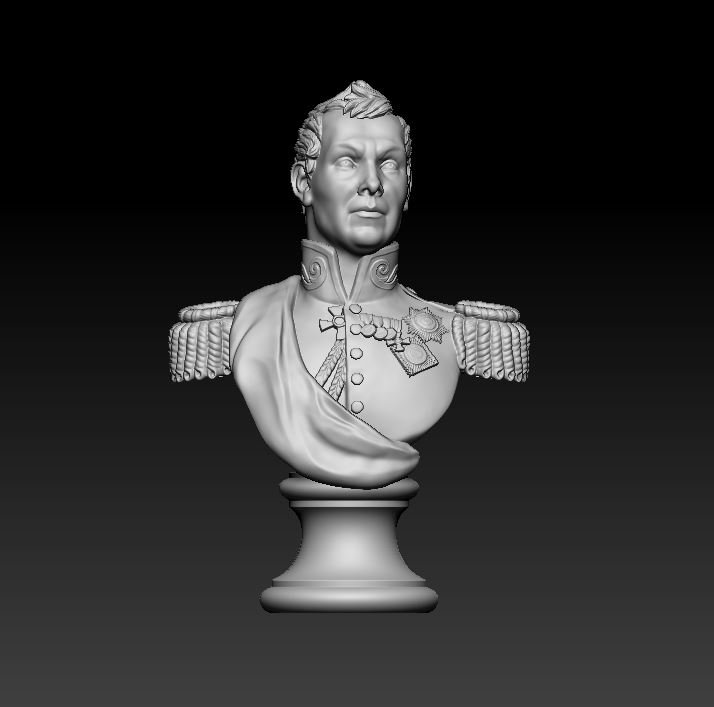 russian officer bust 3d print model in figurines 3dexport hero war napoleon 1812 statue soldier 3D print model - Mito3D