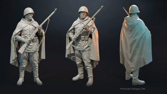 russo cecchino soldato ww2 assemblaggio figurine esercito sovietico cap mosin 3d print model - Mito3D