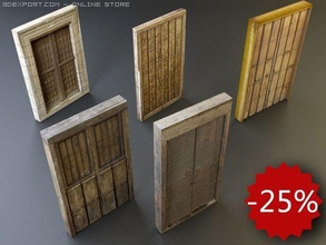 rustic heavy wooden door collection medieval wood antique weathered entry entrance portal passage middle ages architecture castle fortress prison fantasy high definition detailed pack bundle set resolution save money 3d print model - Mito3D
