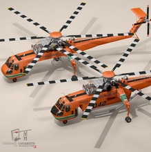 s64f s64e skycrane s 64f 64 64e cielo grua helicóptero levantador supresión pesado 3d print model - Mito3D